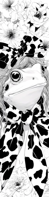 Free printable frog bookmark to color featuring a frog with a big ribbon